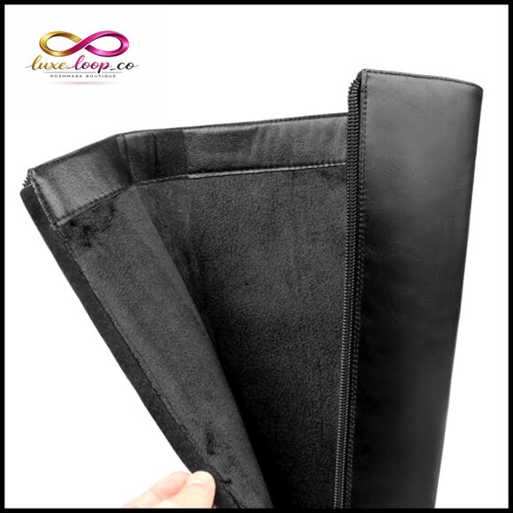 Knee High Stiletto Boots with Buckle and Zipper, Pointed Toe, Faux Leather - Picture 4 of 7